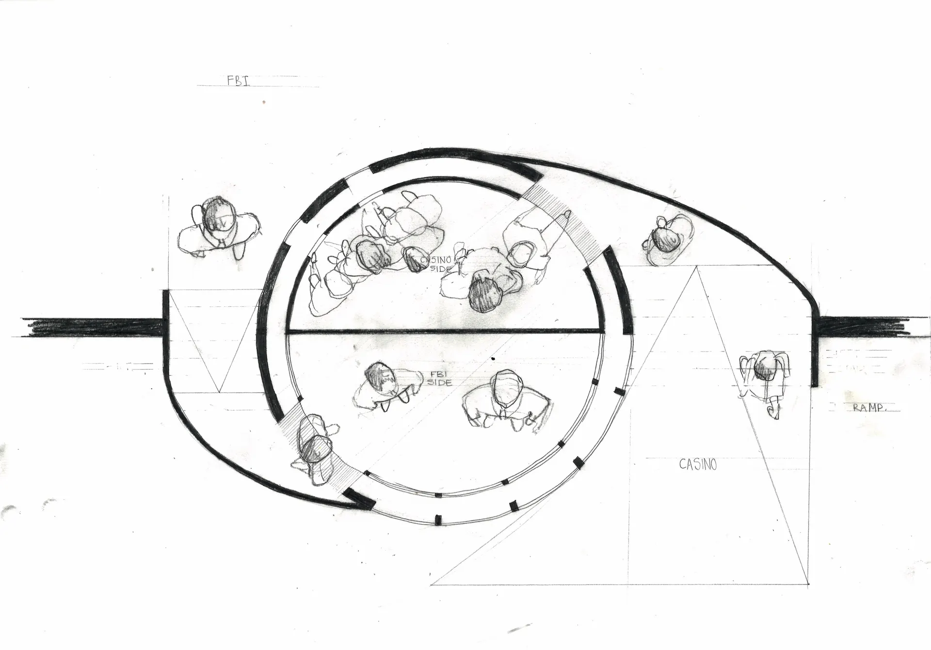 Detail of split elevator and circulation, 1/20