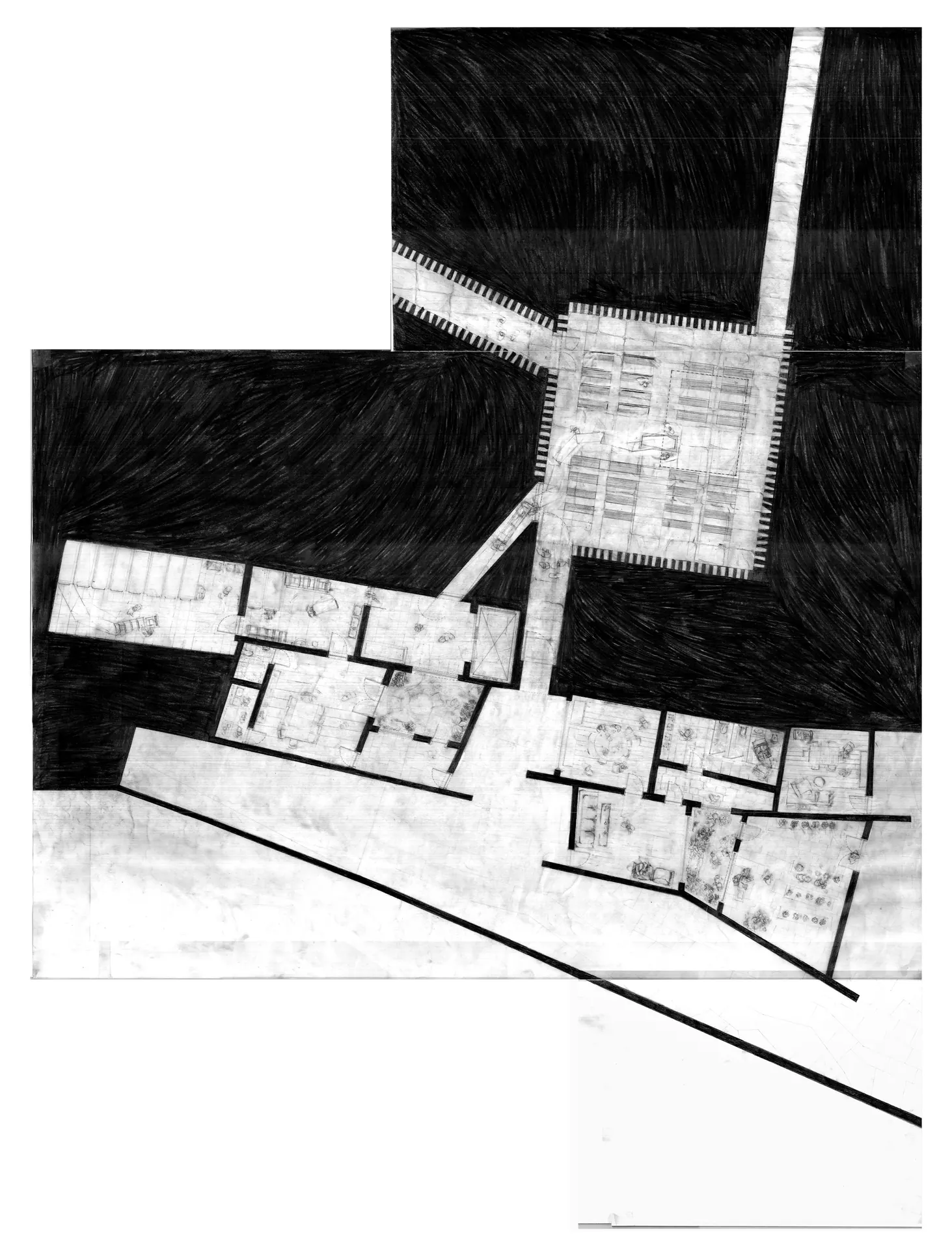 Plan of ossuary, administrative rooms, flower kiosk and ceremony space, 1/100.