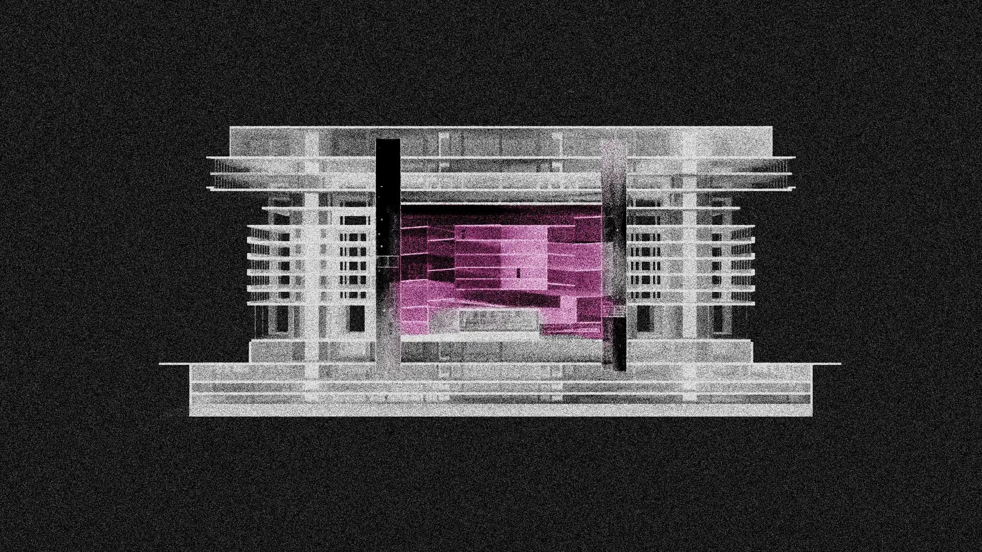 Section through the ‘deadspace’ of the FBI, taken over by the Casino, 1/500
